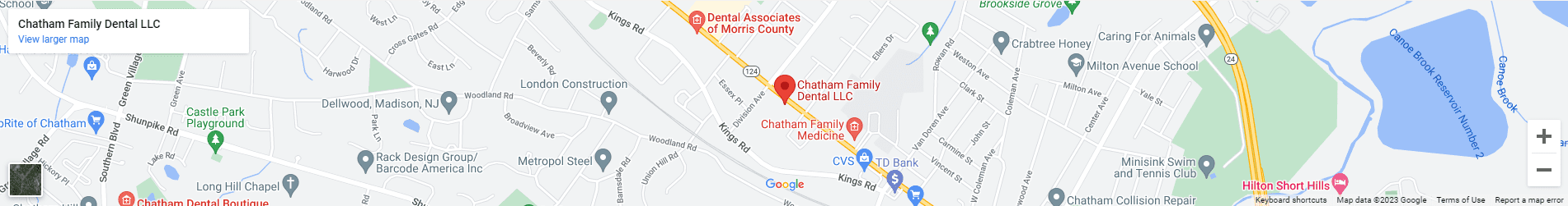 A map of the location of chatham family dental.